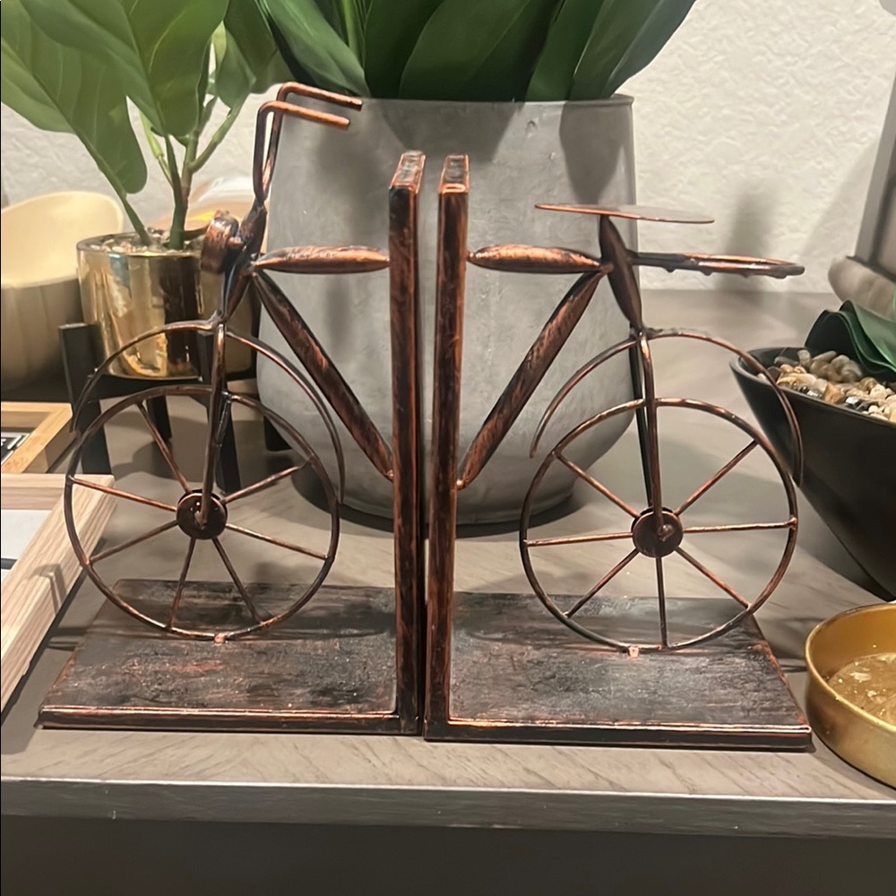 Copper Bicycle Bookends